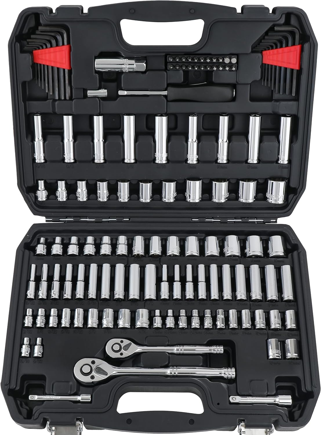 Amazon Basics Mechanic's Socket Tool Set With Case, Metric Sizes, 145-Piece