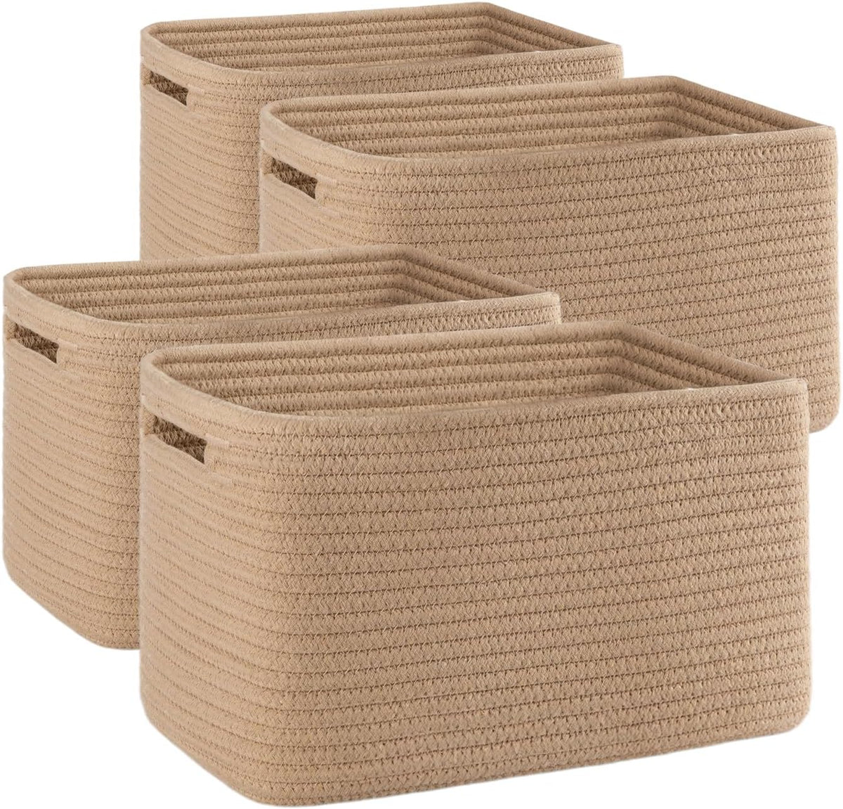 4 Pack Storage Baskets for Organizing, Woven Baskets for Shelves - Perfect for Toys, Books, Towels, and Clothes, Durable Gift Basket Bins Toy Storage, 12.7''Lx9''Wx7.8''H, Black & White