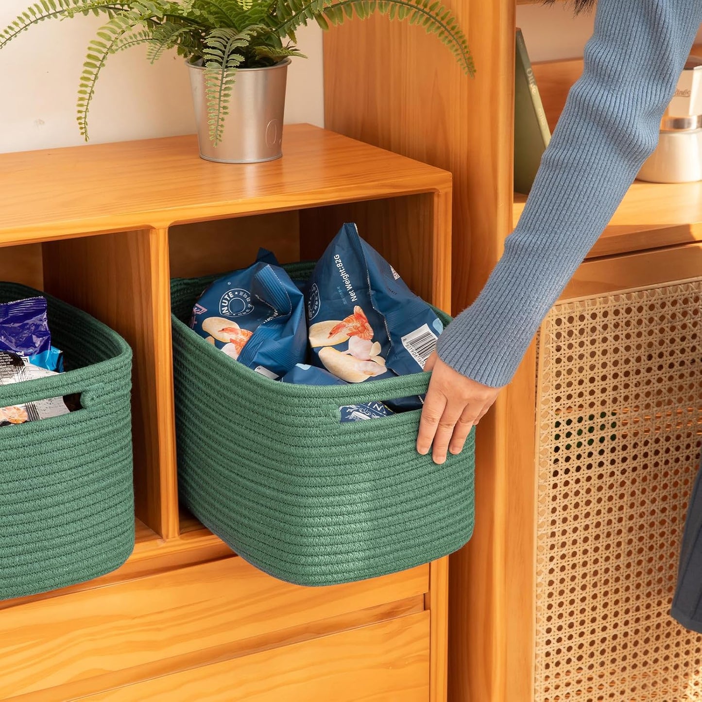 OIAHOMY 4 Pack Storage Baskets for Organizing 15L Cube Storage Bins Green