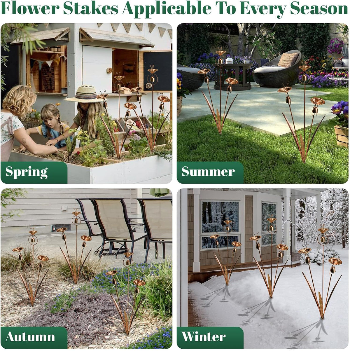 WSgift Gardens Metal Calla Lily Flowers with Bells for Outside Yard Art Metal Lilies Bronze