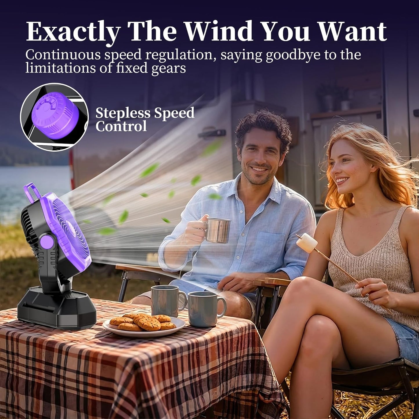 AJVV Camping Fan with Light, Remote and Oscillation, Battery Powered Hanging Tent Fan, Rechargeable Portable for Camp, Outdoor, Emergencies, Fishing, RV Travel, Jobsite