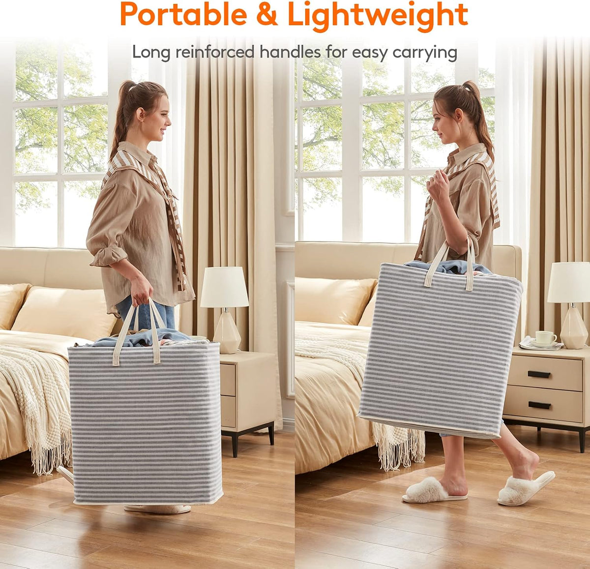 Lifewit 100L Large Laundry Baskets, 2 Pack, Reinforced Handles, Grey