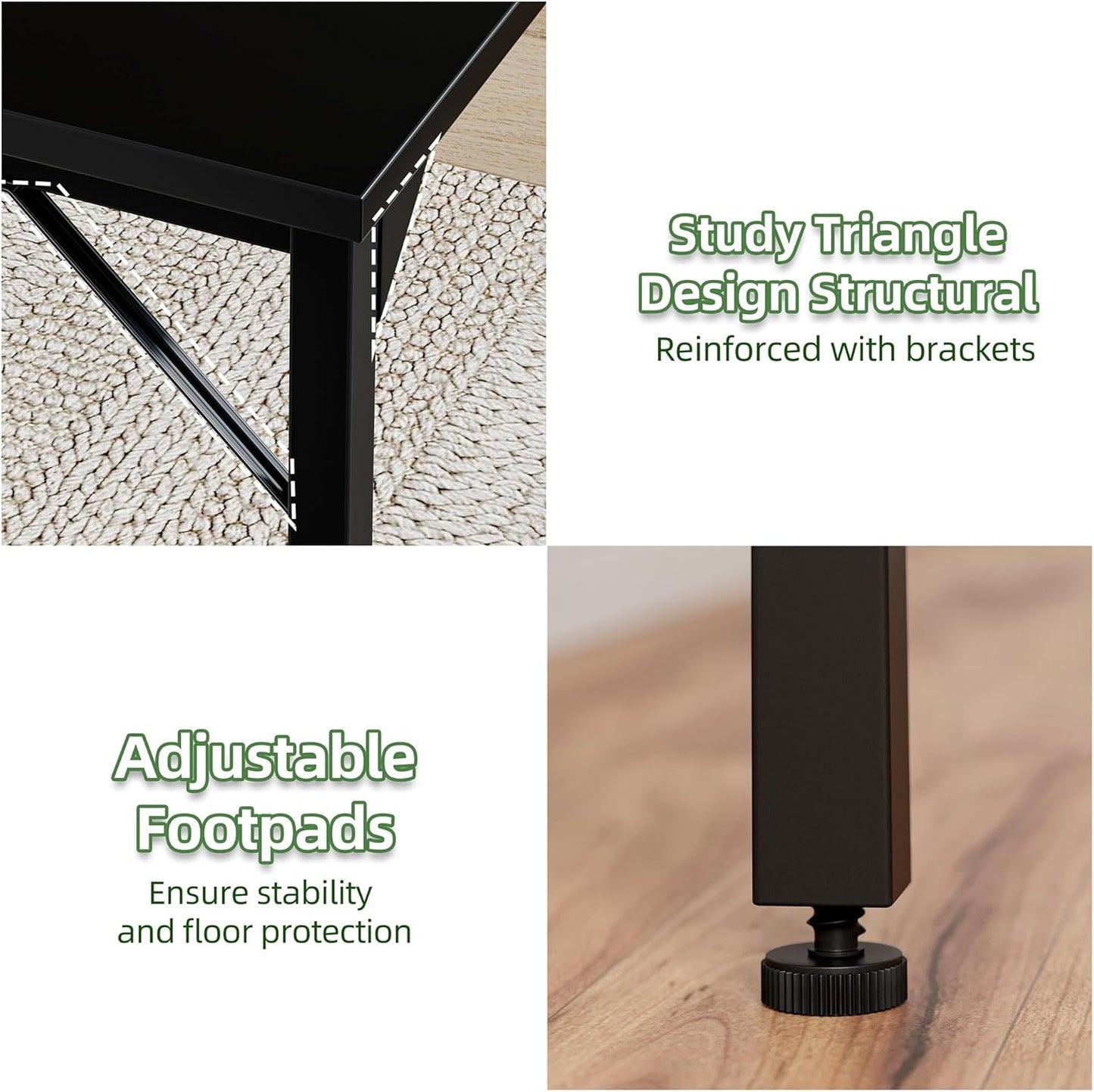 Grandder Small Office Computer Desk, 40 Inch Morden Simple Writing Study Table for Home Bedroom, PC Gaming Desk with Adjustable Feet and Sturdy Metal Frame, Black