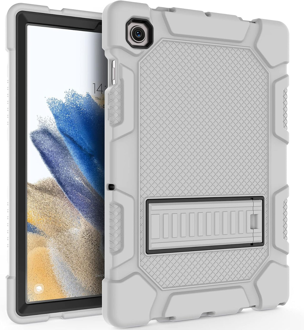 Galaxy Tab A8 10.5 Case with Kickstand, Hybrid Shockproof Rugged Cover for Samsung A8 Tablet Case 10.5 Inch (SM-X200/X205/X207), Gray+Black