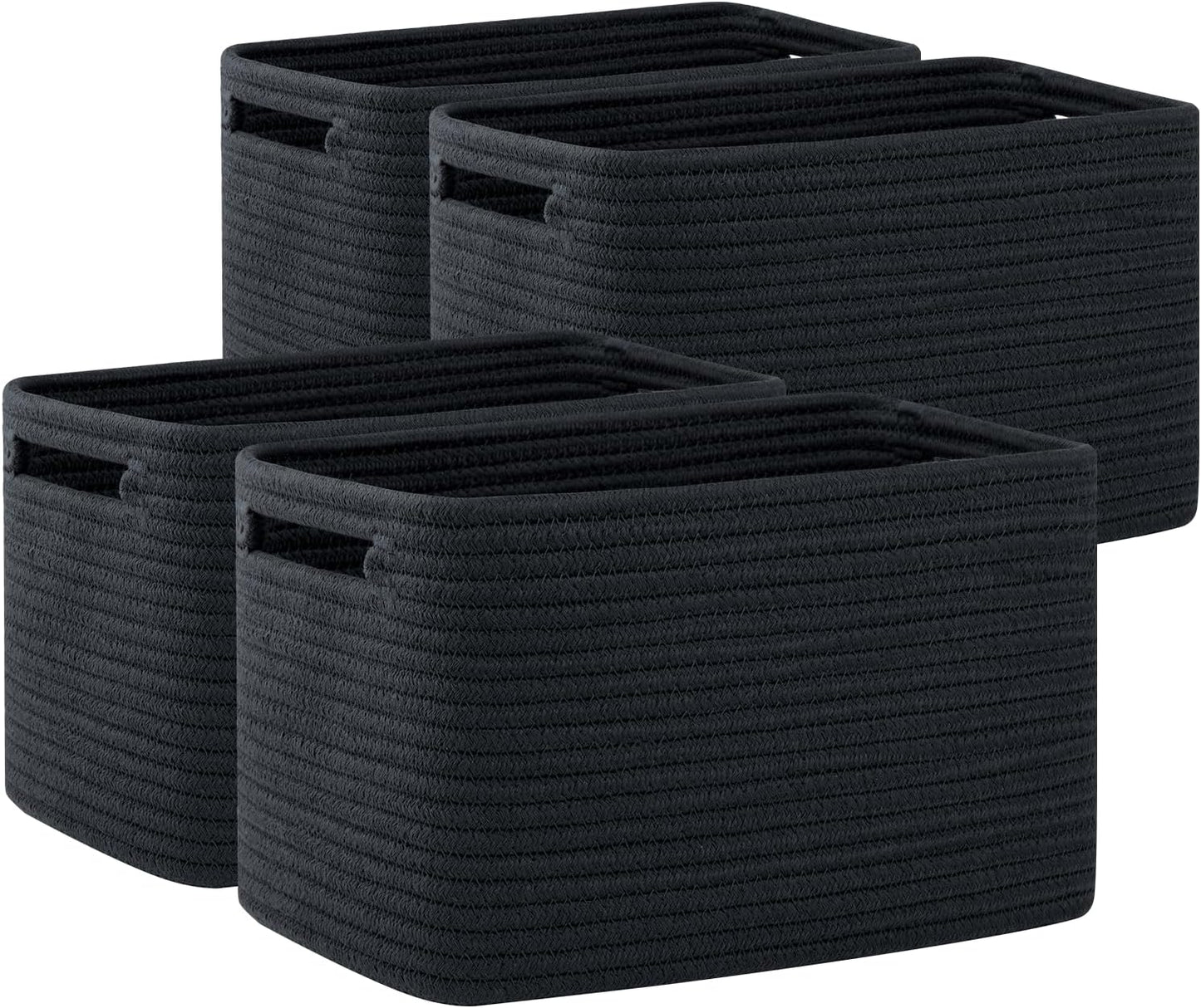 OIAHOMY 4 Pack Storage Baskets for Organizing 15L Cube Storage Bins Black
