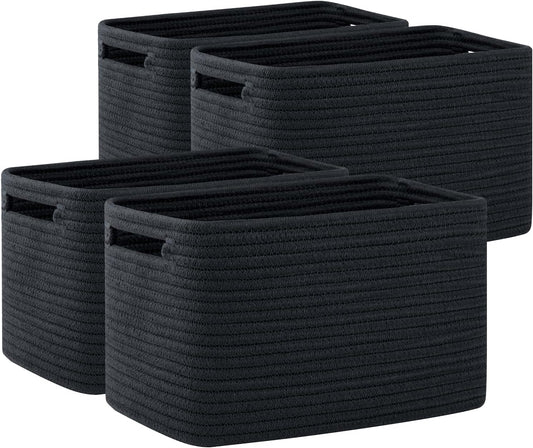 OIAHOMY 4 Pack Storage Baskets for Organizing 15L Cube Storage Bins Black