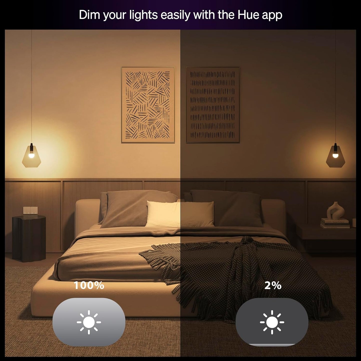 Philips Hue Essential Smart LED A19 Bulb, White and Color Ambiance, E26 Base, 8.8W, 2200K-6500K, 800 Lumens, Dimmable, Works with Alexa, Google, and Apple Home, 4-Pack