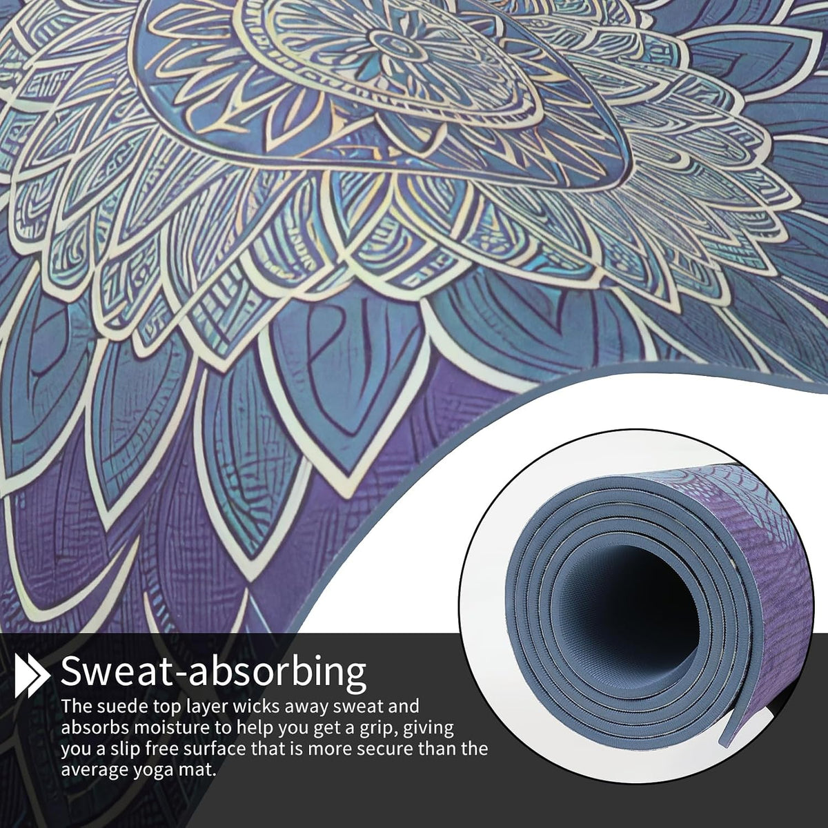 TPE Printed Yoga mat 72"x24"Thick 0.24”Non-Slip Fitness Exercise Mat
