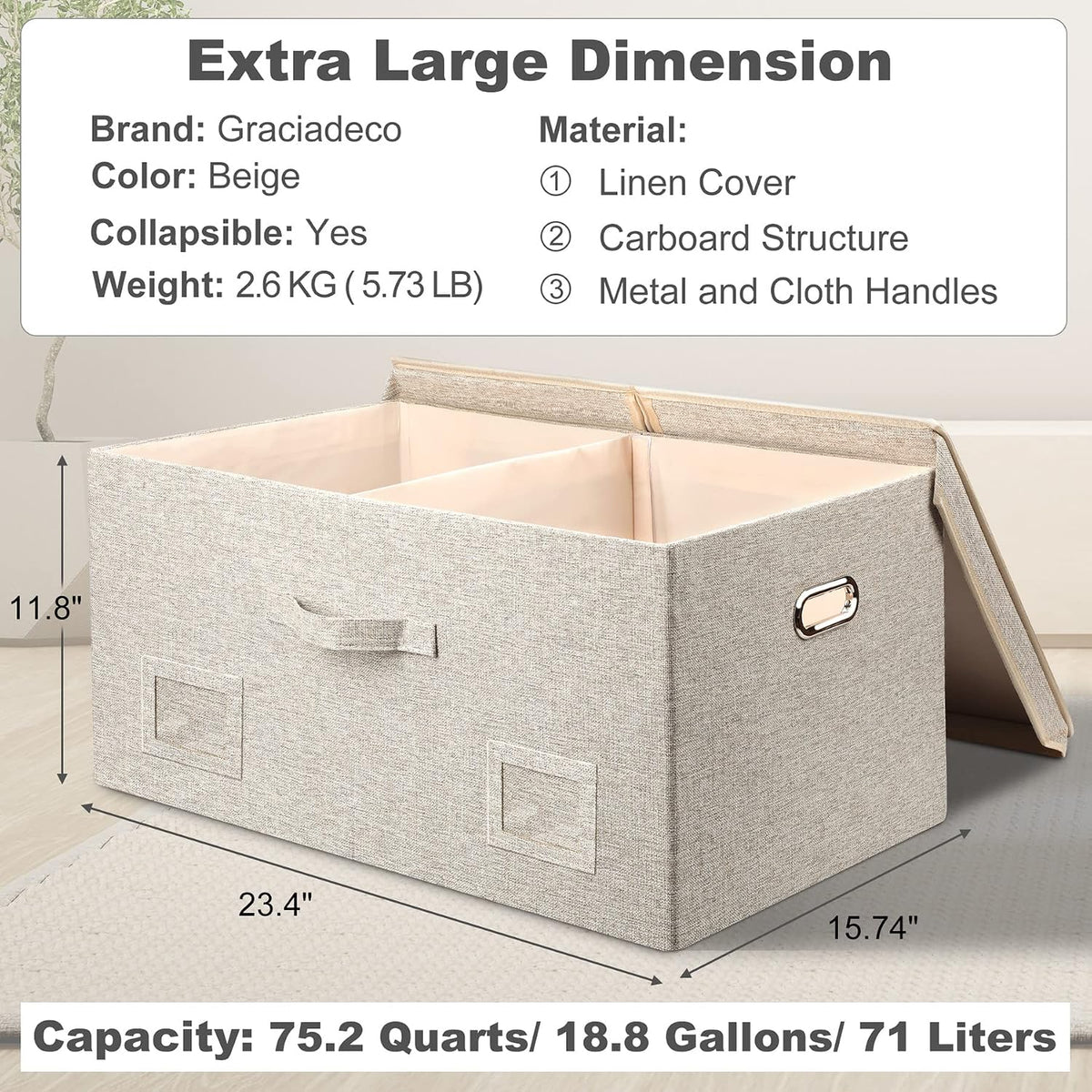 Storage Bins with Lids Fabric Closet Organizers Cubes Office Organization