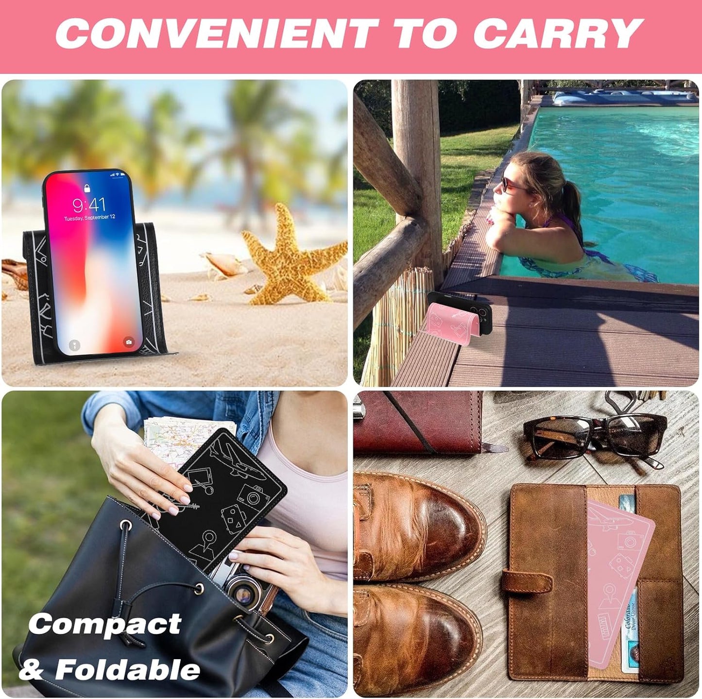 2Pcs Airplane Phone Holder, Flexible Phone Holder Travel Essentials for martphone, Tablet Travel PhoneHolder