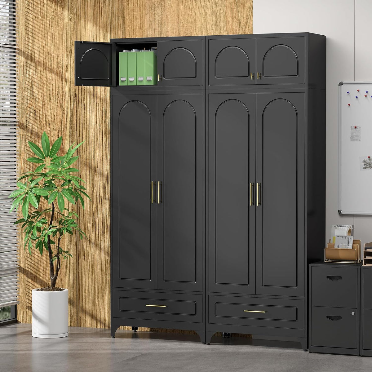 SteeLoong 90" H Kitchen Pantry Cabinet, Metal Storage Cabinet with Drawer