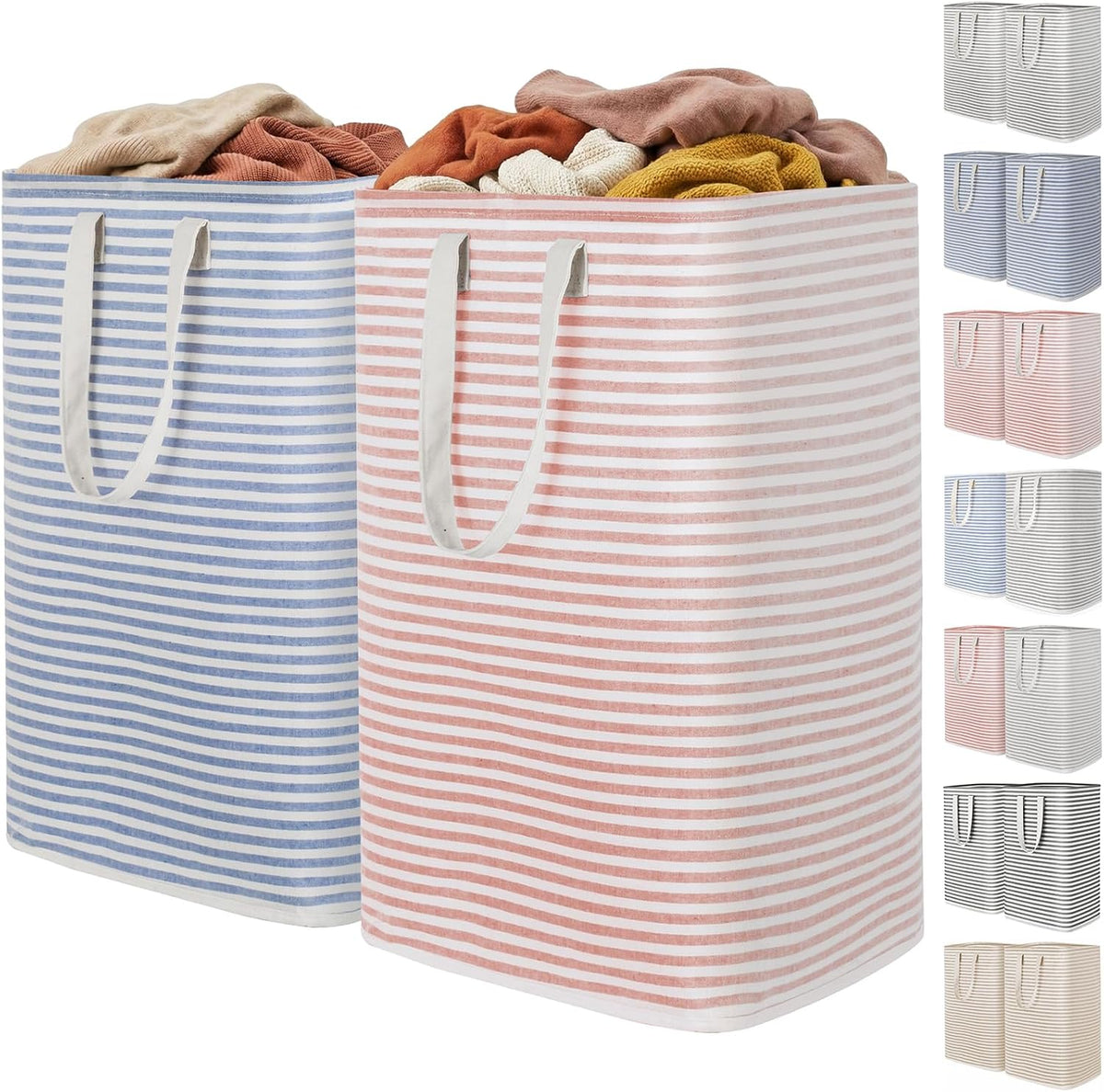 Lifewit 80L Large Laundry Baskets, 2 Pack, Reinforced Handles, Pink&Blue