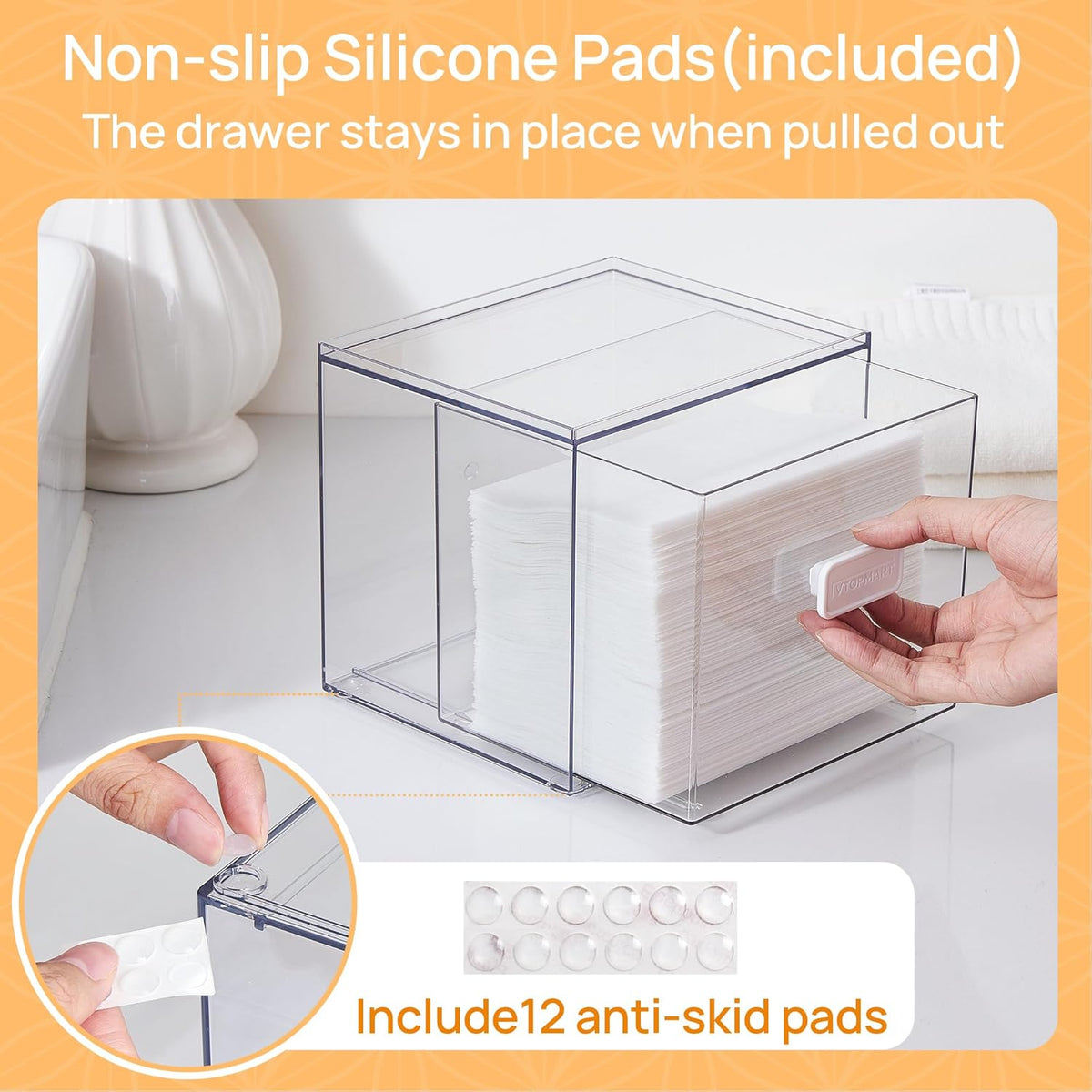 Vtopmart 2 Pack Dryer Sheet Holder and Laundry Pods Container,Clear Stackable Storage Drawers for Washing Powder, Scent Booster Beads, Color Catchers & Wool Balls, Ideal for Laundry Room Organization