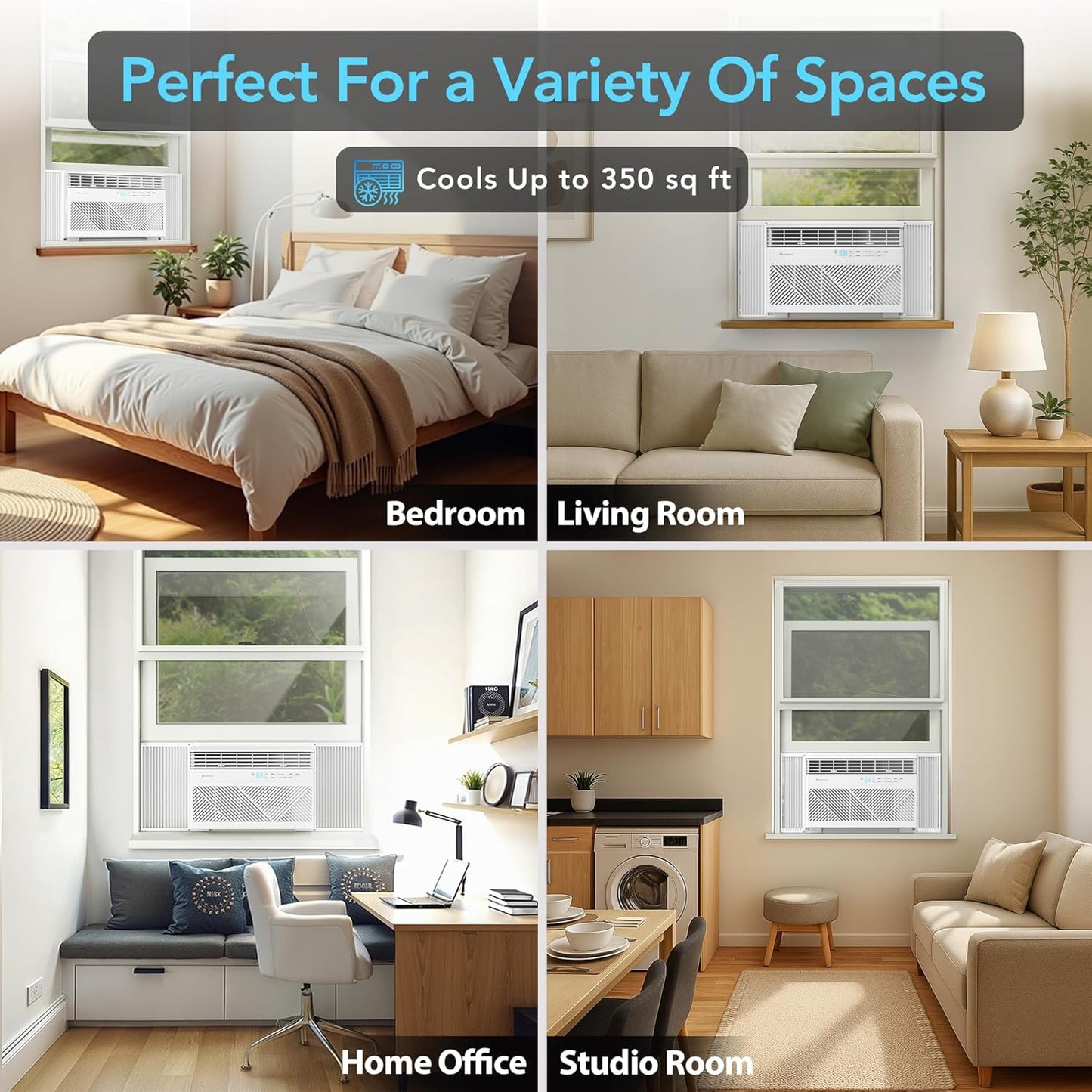Comfort Zone Window Mounted Smart Wi-Fi Room Air Conditioner with Remote Control, 8,000 BTU, Digital Display, 4 Speed Settings, 4 Mode Settings, 24-Hour Timer, Sleep Setting, and Eco Mode, CZ12758