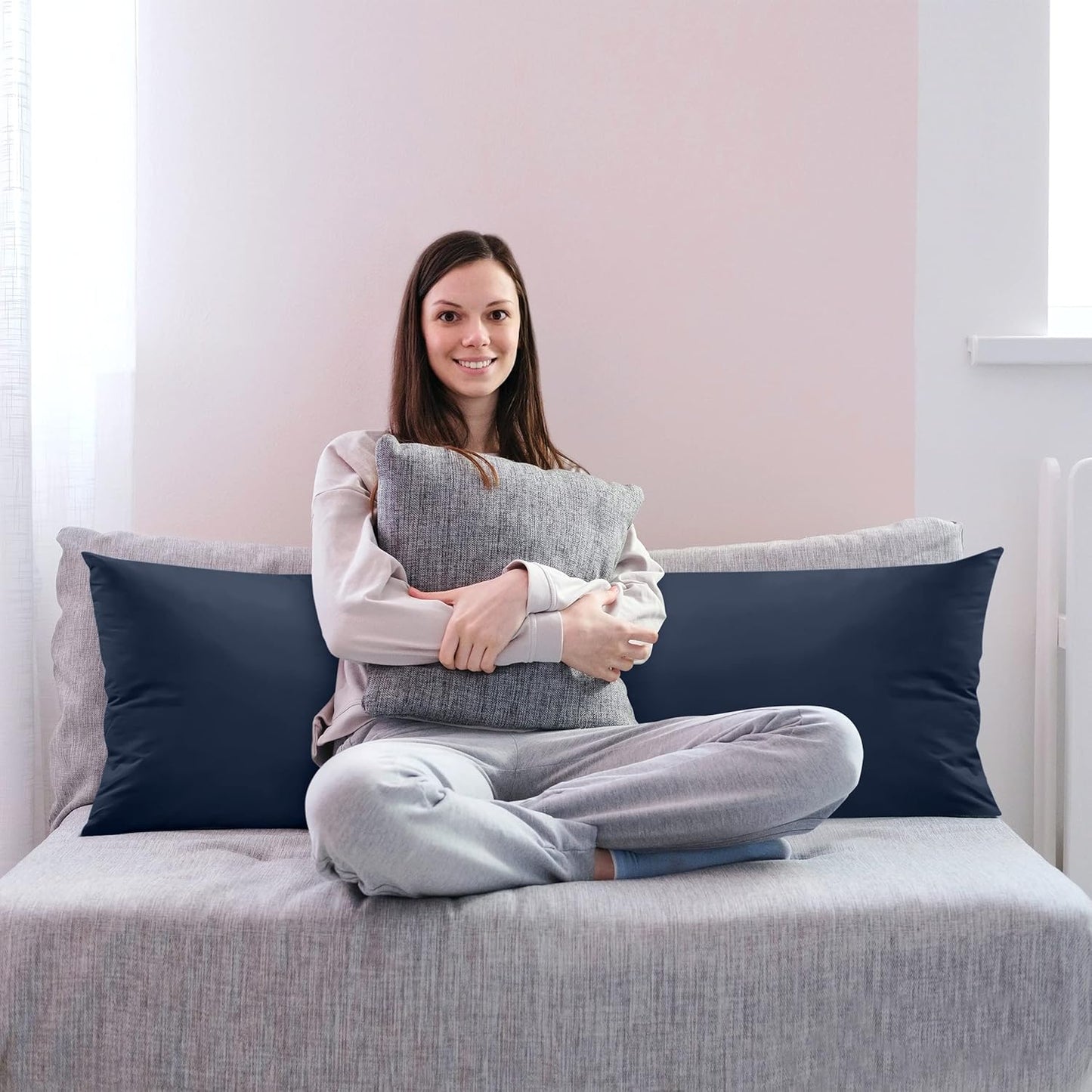 Utopia Bedding Full Body Pillow for Adults (Navy, 20 x 54 Inch), Long Pillow Insert for Sleeping, Ideal for Side Sleepers