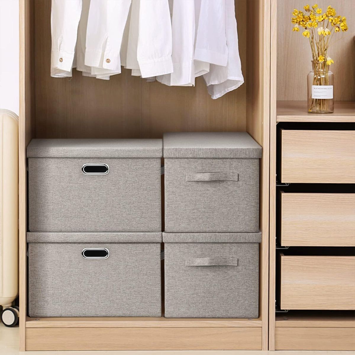Storage Bins with Lids Fabric Closet Organizers Cubes Office Organization