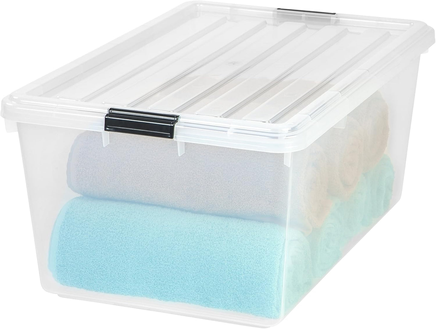 IRIS USA 6-Pack Storage Bins with Lids, 6 Quart - Crystal Clear, Shoe Boxes Stackable Containers Organize Shoes Closet Shelves, Teacher Tools Classroom Organization, Game - BPA-Free Plastic