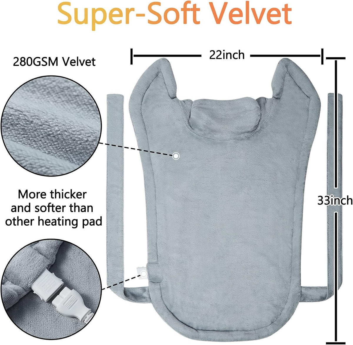 CAROMIO Heating Pad for Neck and Shoulders Back Pain Relief