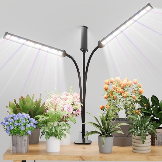 GooingTop Grow Light,24W (160Watts Equiv) 5000K White Full Spectrum LED Growing Lamp Clip on Desk for Indoor Plants,Bulbs Replaceable & Non-dimmable (Black, 120Watts)
