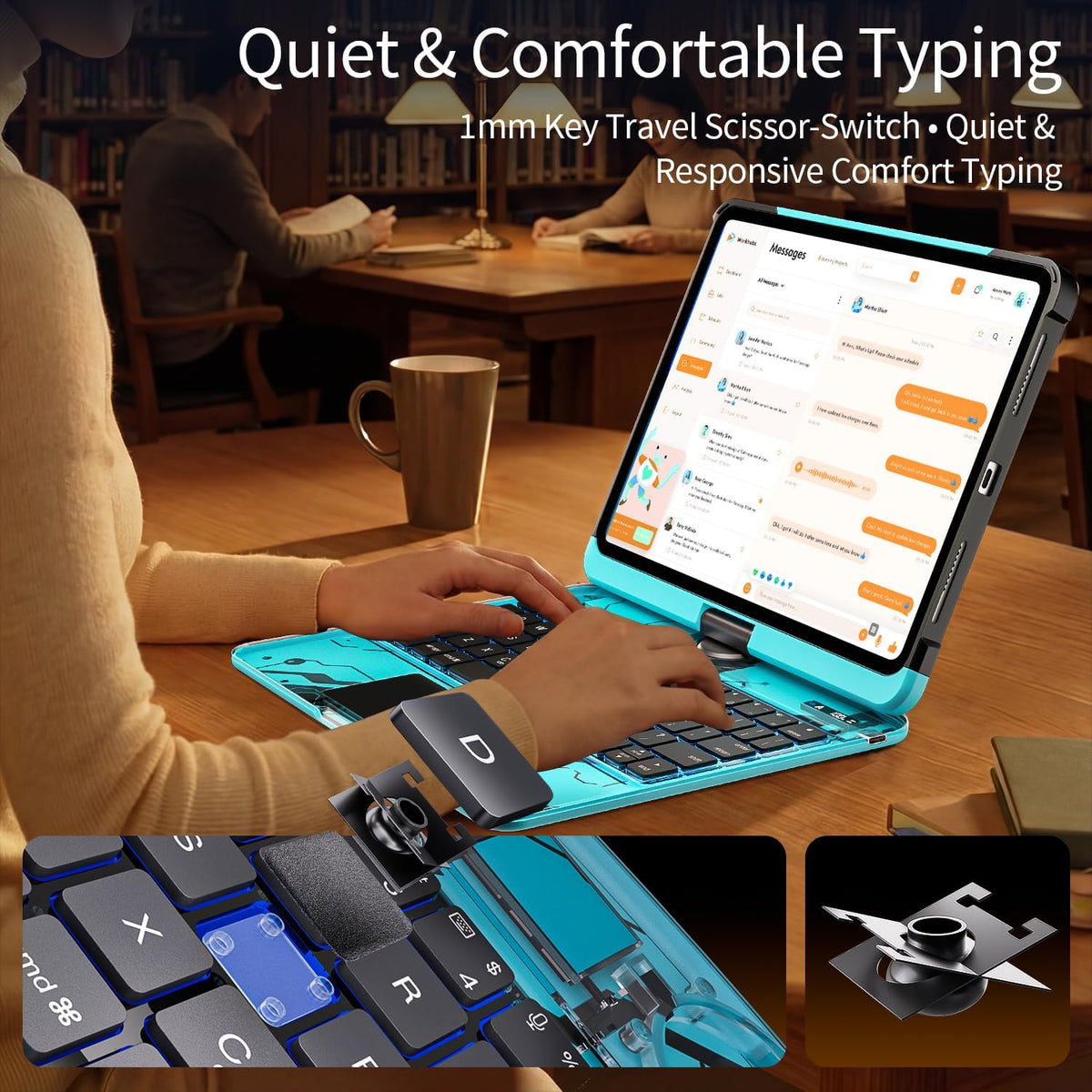 Clear Keyboard Case for iPad Air 11/10.9 & Pro 11,360 Rotation,Blue