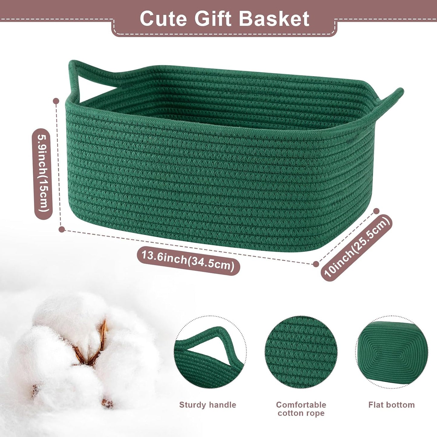 OIASKET Gift Basket Empty with Handle, Small Woven Baskets for Gifts Empty | 13.6"x10"x5.9", Baby Shower Toy Storage Baskets, Dog Toy Storage for Organizing, with Gift Bag Ribbon Tissue Paper