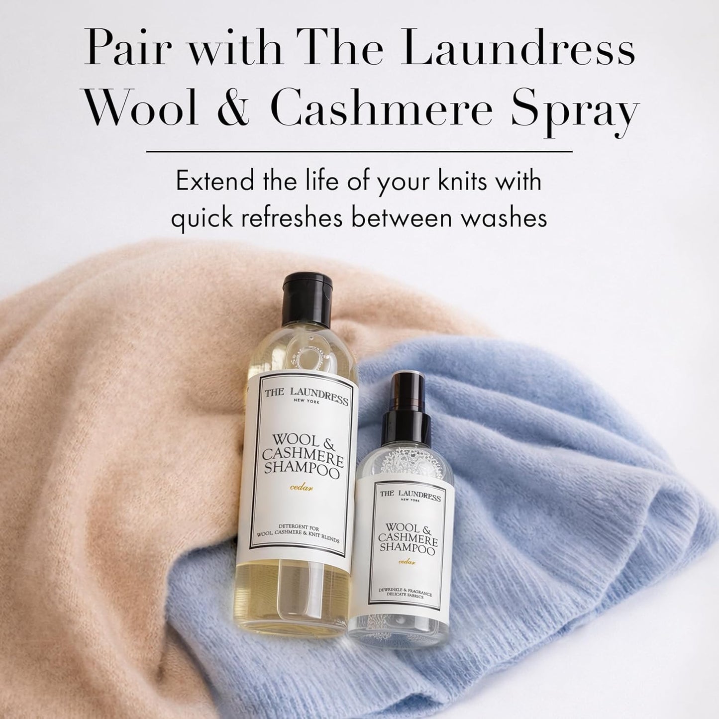 The Laundress Wool & Cashmere Shampoo, 31 Loads, Concentrated Liquid Laundry Detergent, Cedar Scent, Gentle Cold-Water Hand or Machine Wool Wash for Delicate Fabrics - Merino, Mohair & Knit Blends