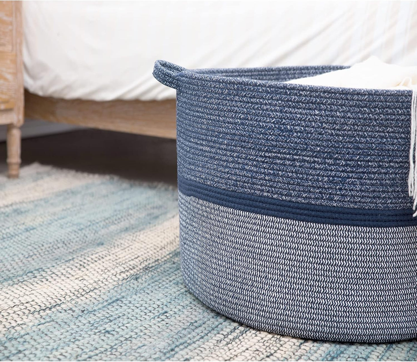 R RUNKA Extra Large Storage Basket - Soft Woven Organizer, 22" x 14"