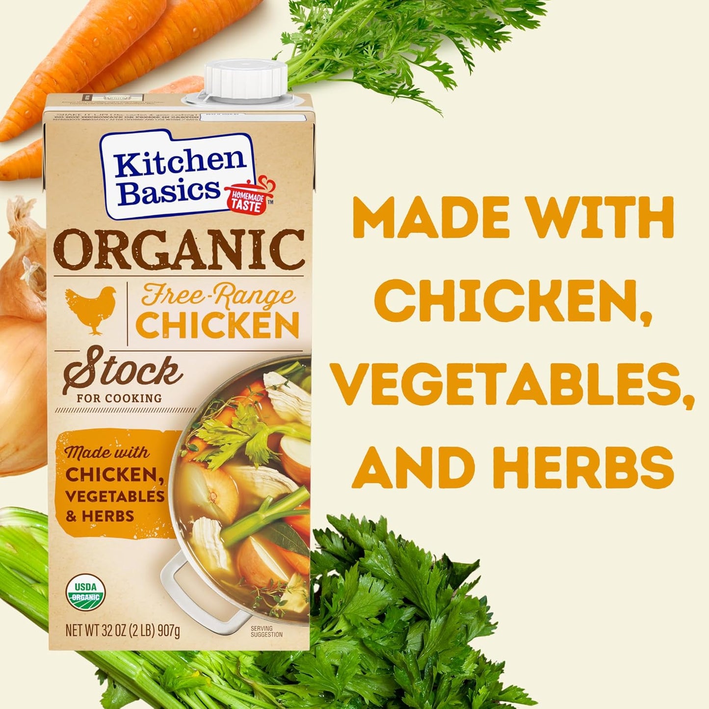 Kitchen Basics Organic Free Range Chicken Stock, 32 oz (Pack of 12) | No Artificial Flavors and Gluten Free |