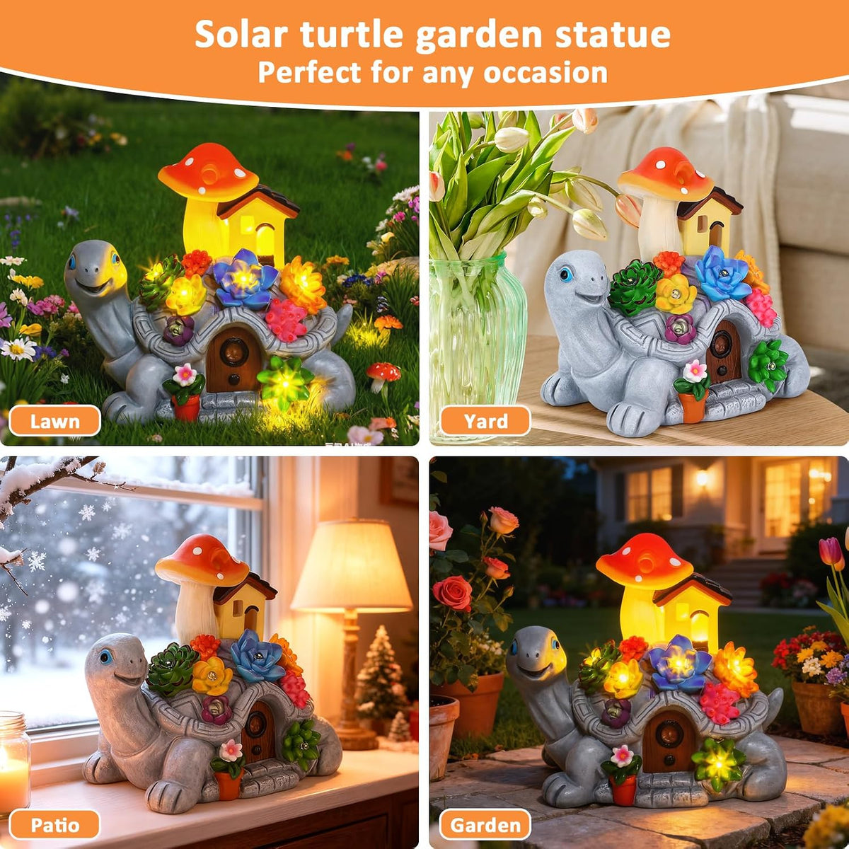 Solar Garden Decor Turtle, Birthday Gifts for Women Mom Grandma