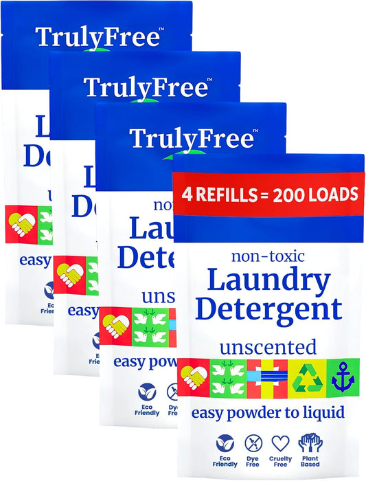 Truly Free Natural Laundry Detergent - Refill Only, Unscented, 200 Loads