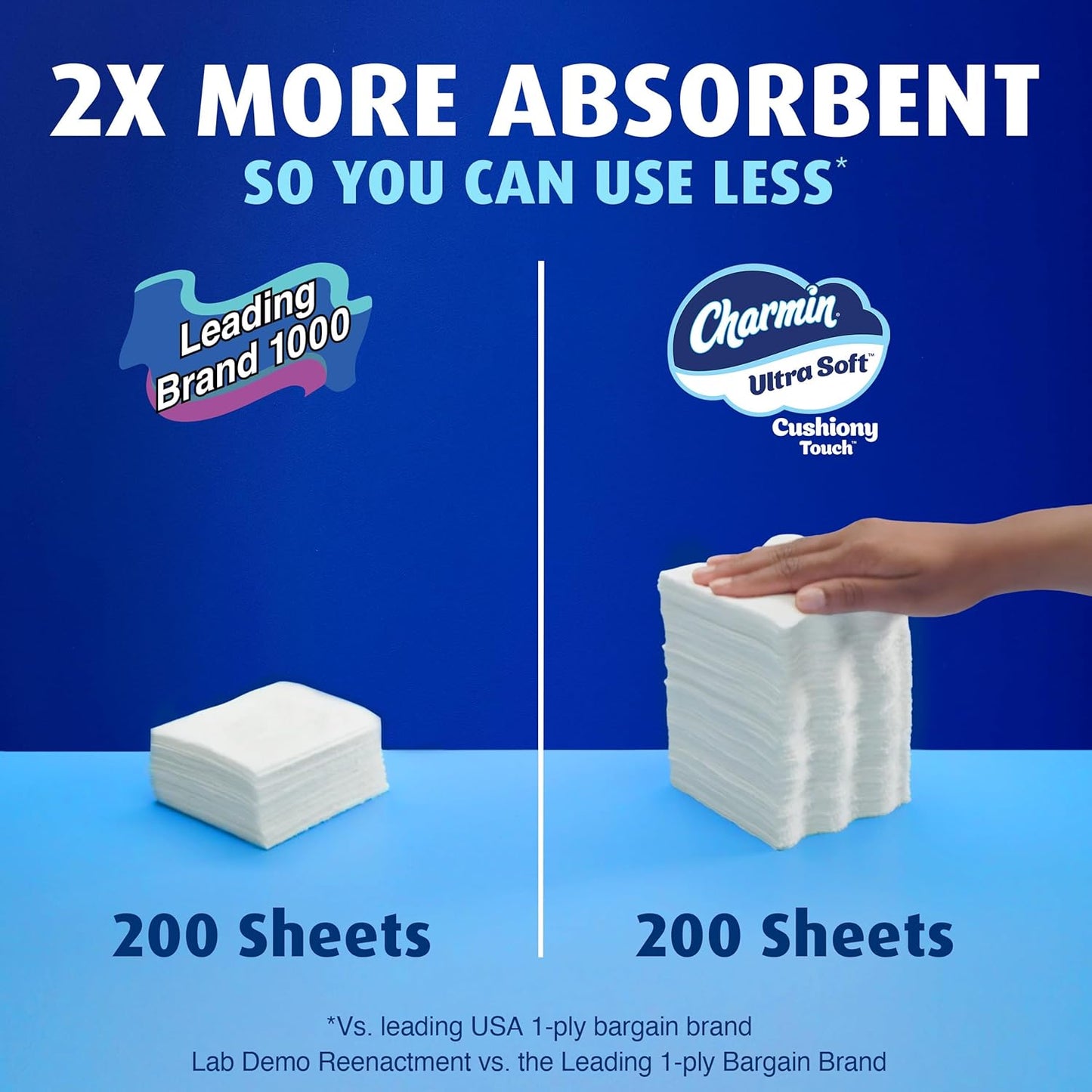Charmin Ultra Soft Cushiony Touch 2-Ply Toilet Paper, 18 Family Mega Rolls = 90 Regular Rolls, White