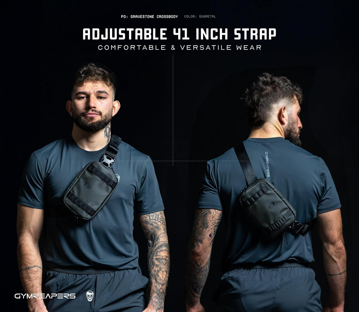 Gymreapers Travel Small Crossbody Bags for Men & Women with Hidden Pocket - Waterproof Crosssbody Fanny Pack for Men with Adjustable Shoulder Sling Belt for Traveling, Running & Hiking (Gunmetal)