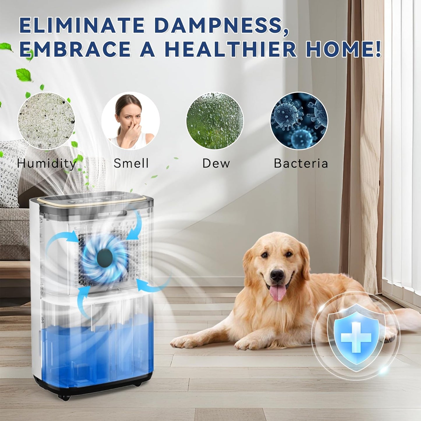 3000 Sq.Ft Dehumidifier for Basement with Drain Hose, 30 Pint Large Best Compressor Dehumidifiers for Home or Garage, Smart Humidity Control, 24H Timer & Child Lock, Ideal for Large Rooms, Garage