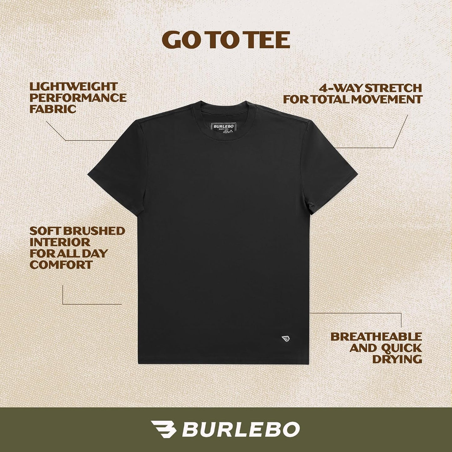Burlebo Go to Tee – Men’s Lightweight Performance Shirt with UPF 50 Sun Protection
