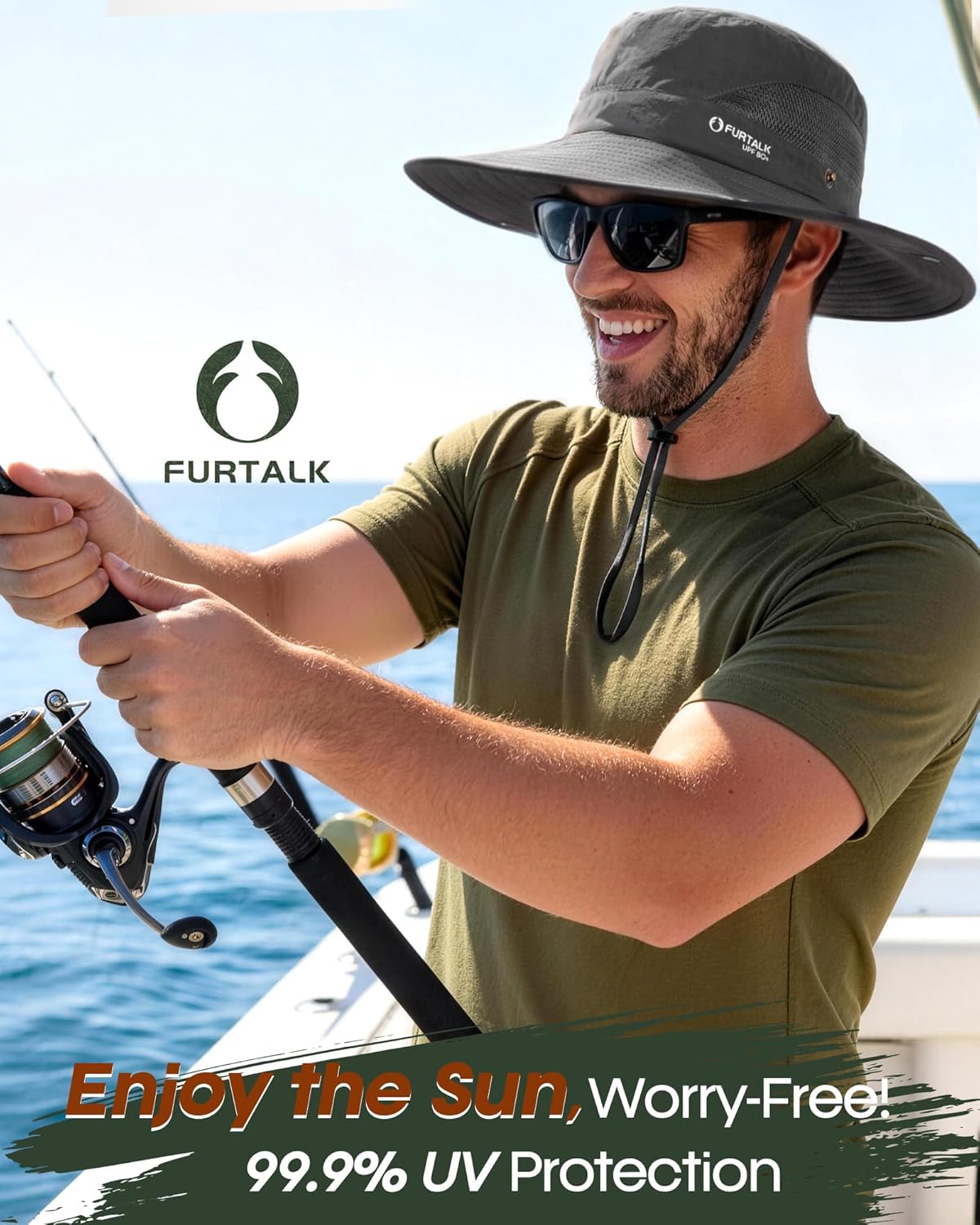 FURTALK Mens Bucket Sun Hat UPF 80+ Wide Brim Hiking Fishing Beach Outdoor Hats