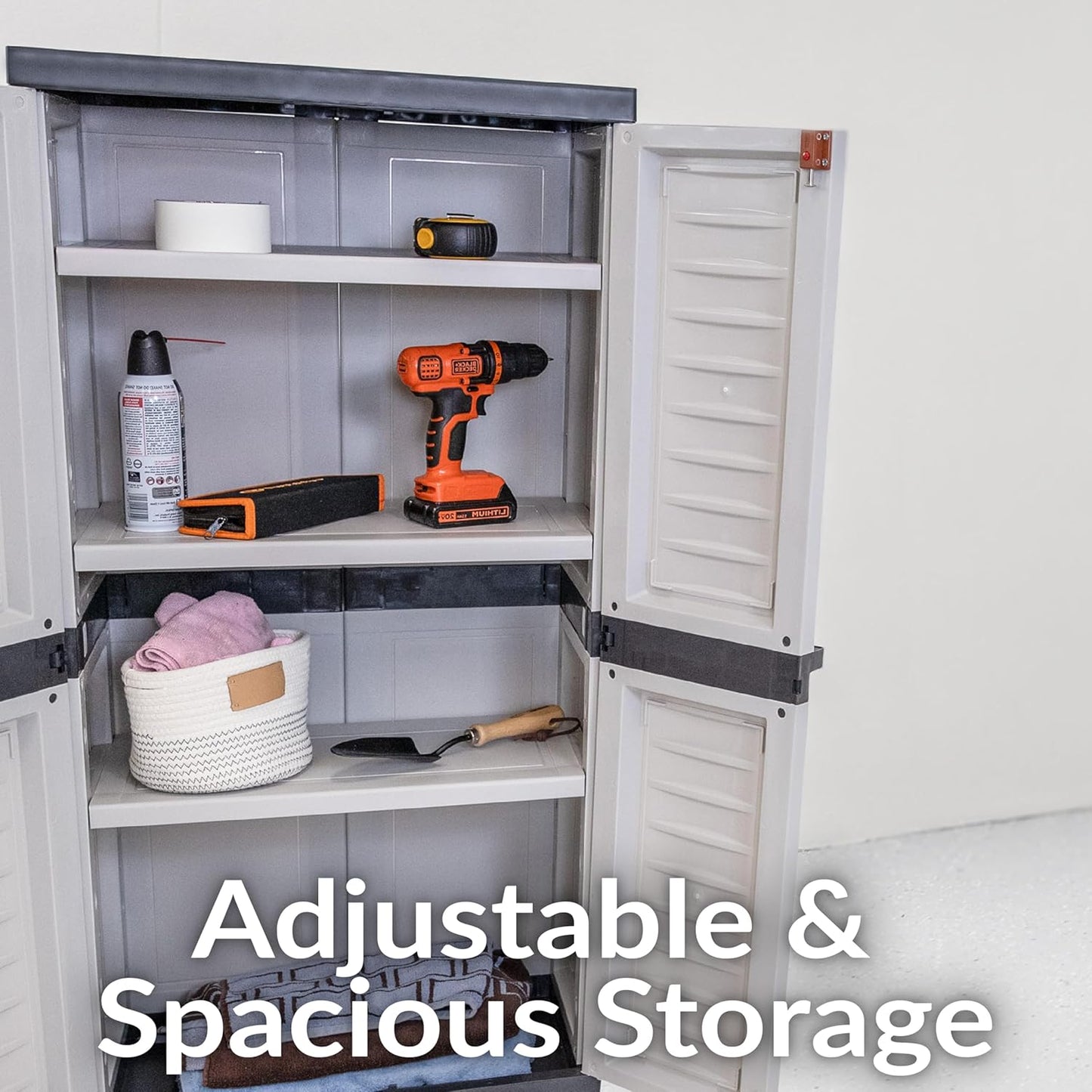 Sunnydaze 48" Garage Storage Cabinet with Locking Doors & Shelves, Gray | Heavy Duty Storage Cabinet with Plexiglass Doors Resists Rust & Peeling, Easy-Clean Utility Cabinet for Garage, Shed, Office