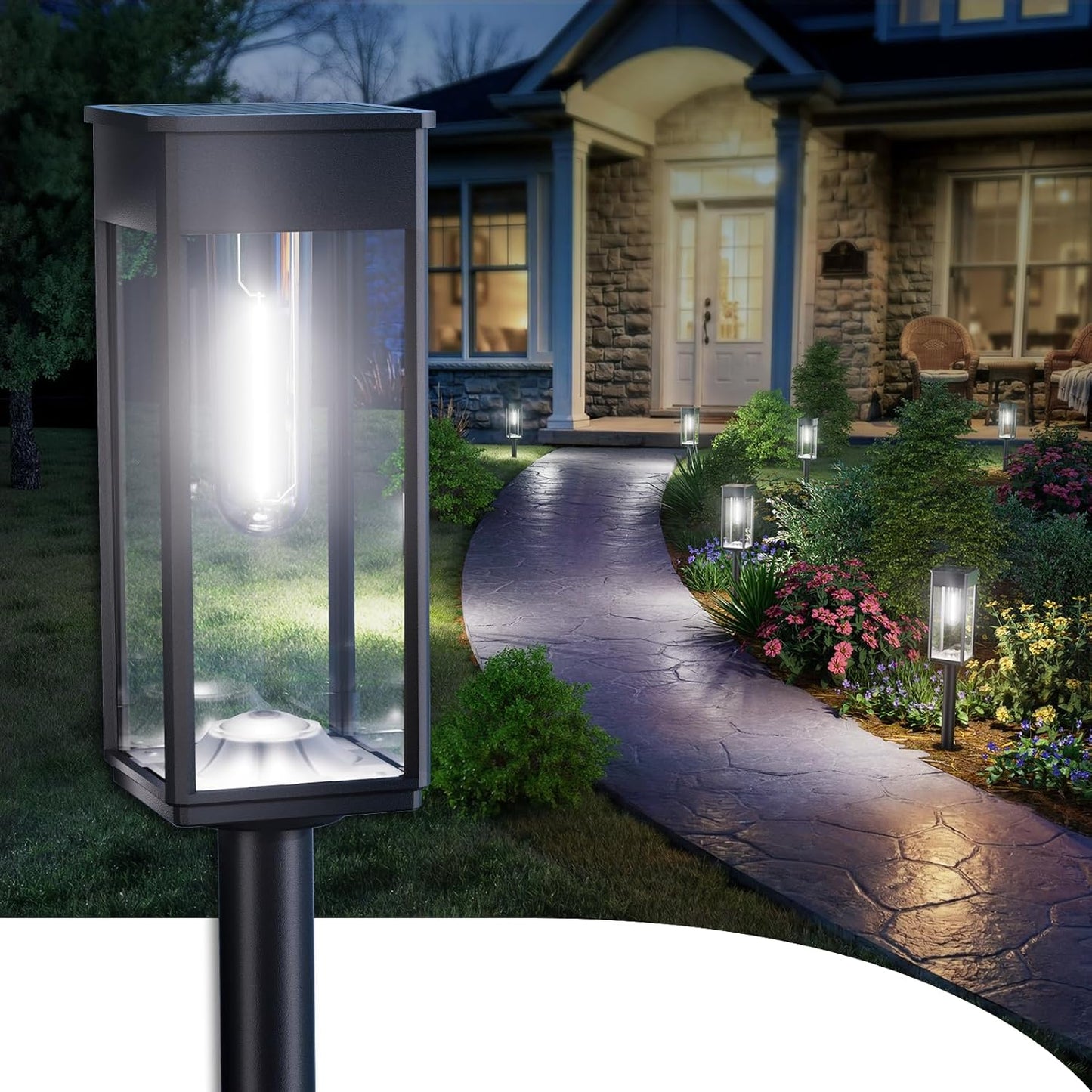 ALFIOT Solar Pathway Lights Outdoor Warm White 8-Pack Waterproof IP65, Auto On/Off Solar Powered Walkway Lighting for Driveway Yard Garden, Upgraded Landscape Lights Outside