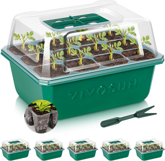 VIVOSUN 6-Pack Seed Starter Trays, 72-Cell Starter Kit with Humidity Dome