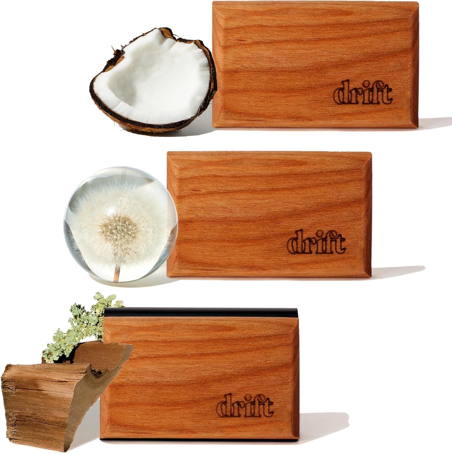 Drift Car Air Freshener - The Original Wood Air Freshener - Car Odor Eliminator - Long Lasting Scent - Auto Accessories - Metal Clip - Essential Oils - Clean Ingredients - Amber Scent Starter Kit