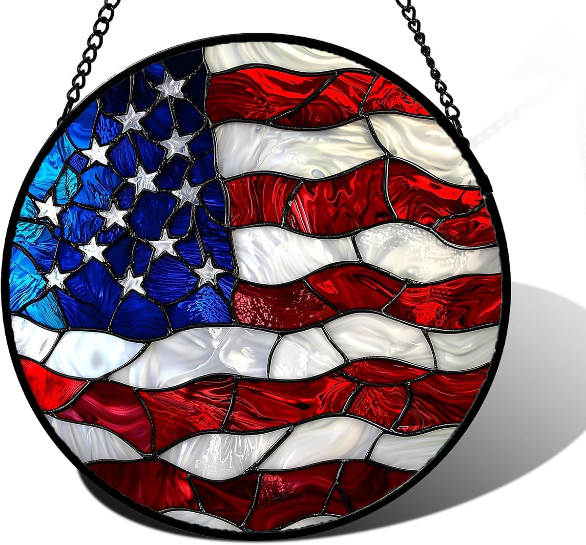 US National Flag Pattern Stained Glass Window Hanging Suncatcher Gifts 6.3"