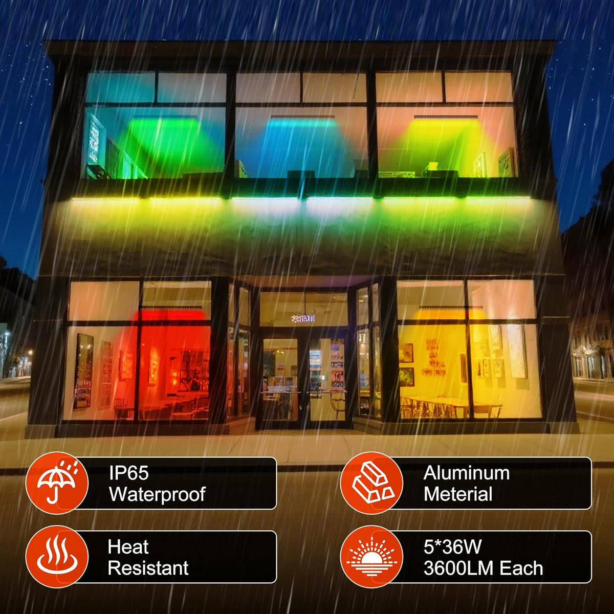 Linkable LED Light Bar Outdoor Color-Changing, 40″ RGBCW Wall Washer Light, 180W Smart Bluetooth App & Remote Control, 2700K-6500K Tunable White, IP65, for Stage, DJ, Home Patio & Commercial