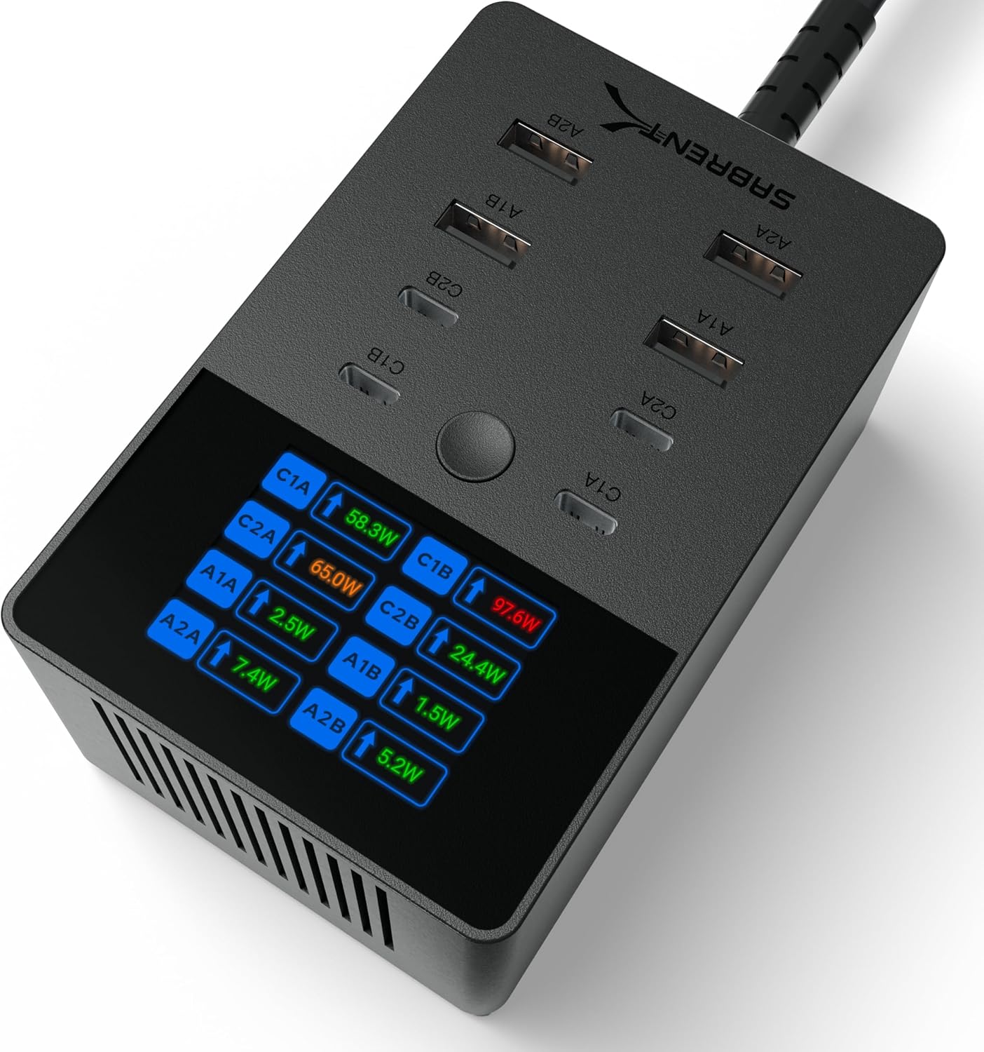 SABRENT VOLTIK Charging Station, 252W 8-Port USB C and USB A Desktop Charger, UL Certified with Real-Time LCD Display, Fast Charging for MacBook, iPhone, Samsung and More