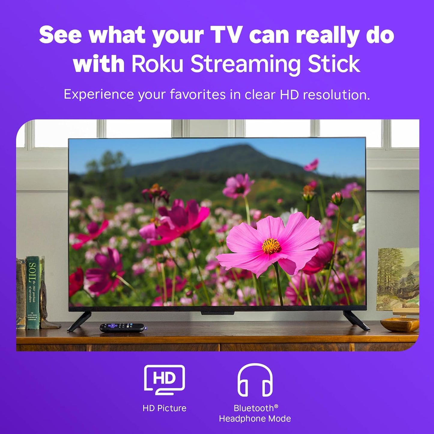 Roku Streaming Stick HD — HD Streaming Device for TV with Roku Voice Remote, Free & Live TV