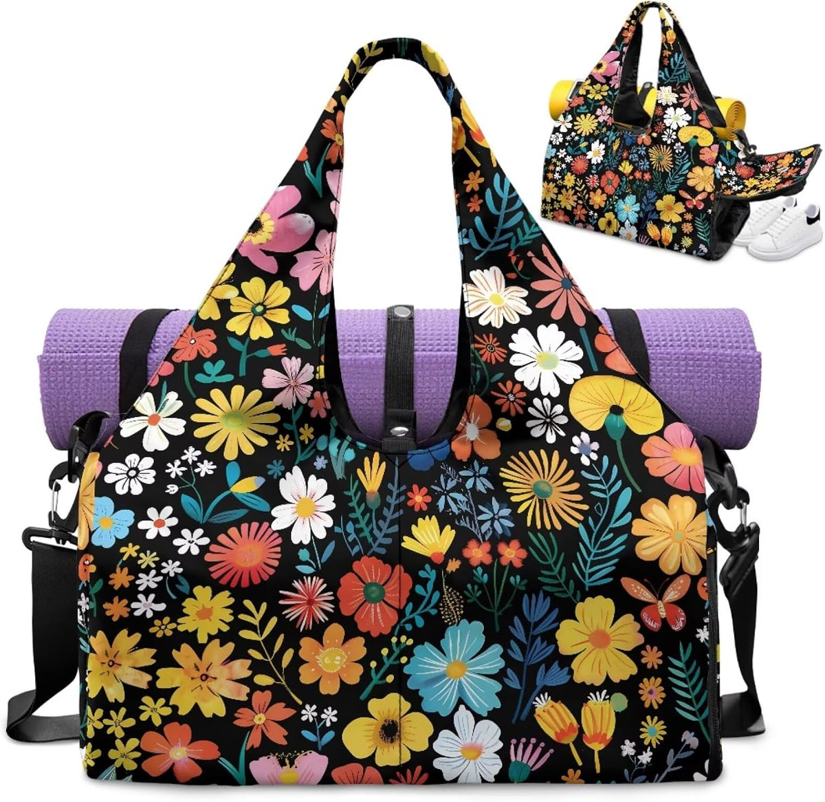 Yoga Mat Bag for Men Women Canvas Yoga Mat Carrier Take In Out Mat Easily for Beach Swim Bags Pool Sports Gym