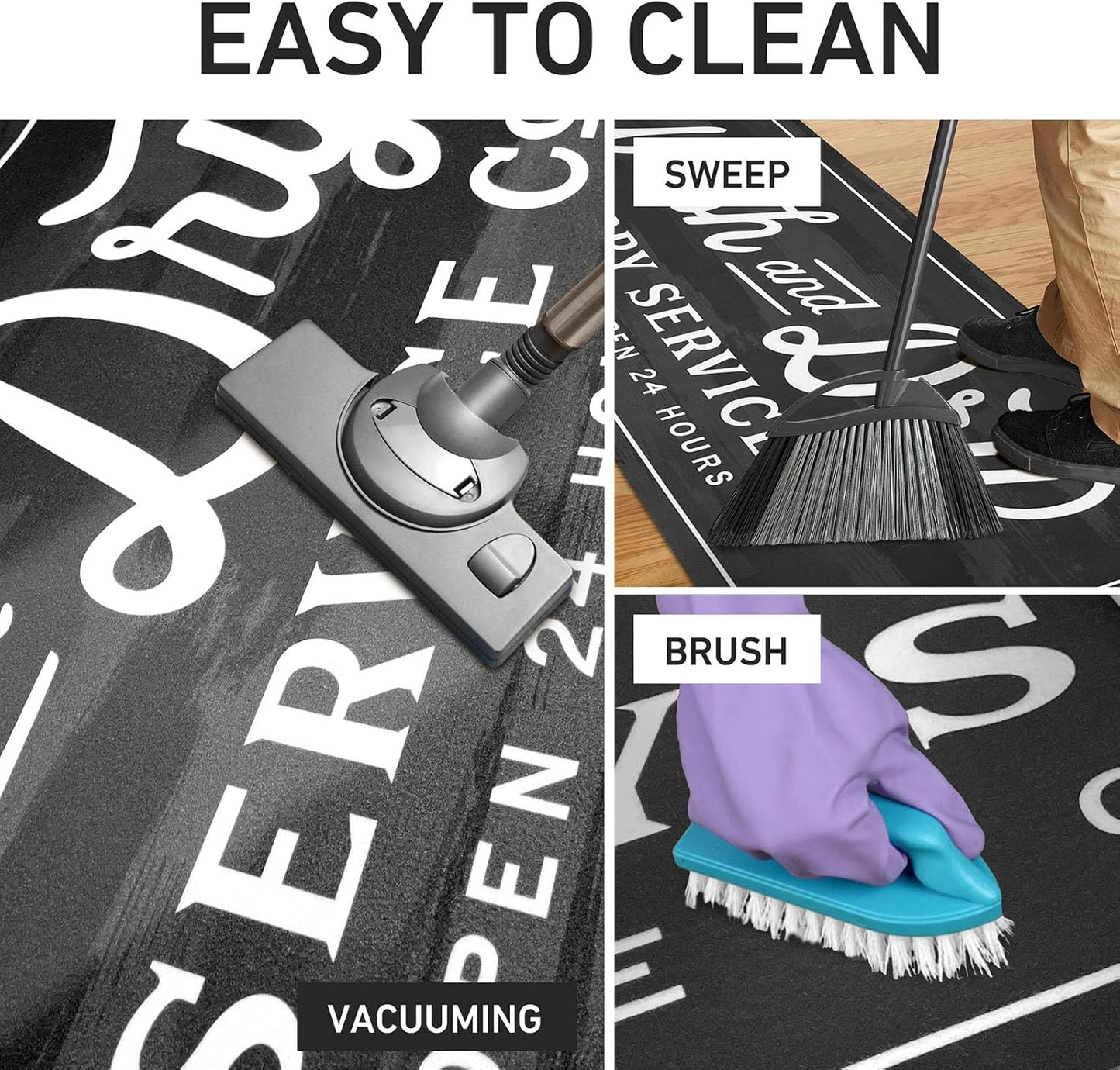 KOZYFLY Laundry Room Rug Runner 20"x48" Non Slip Kitchen Rugs Washable Laundry Room Mat Waterproof Mudroom Floor Carpet Runner Farmhouse Decor, 1.7x4ft, Dark Grey, Wash and Dry