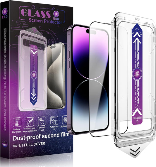 2 Pack Screen Protector Tempered Glass for iPhone 16 Plus and iPhone15 Plus and iPhone 14 Pro Max 6.7-Inch