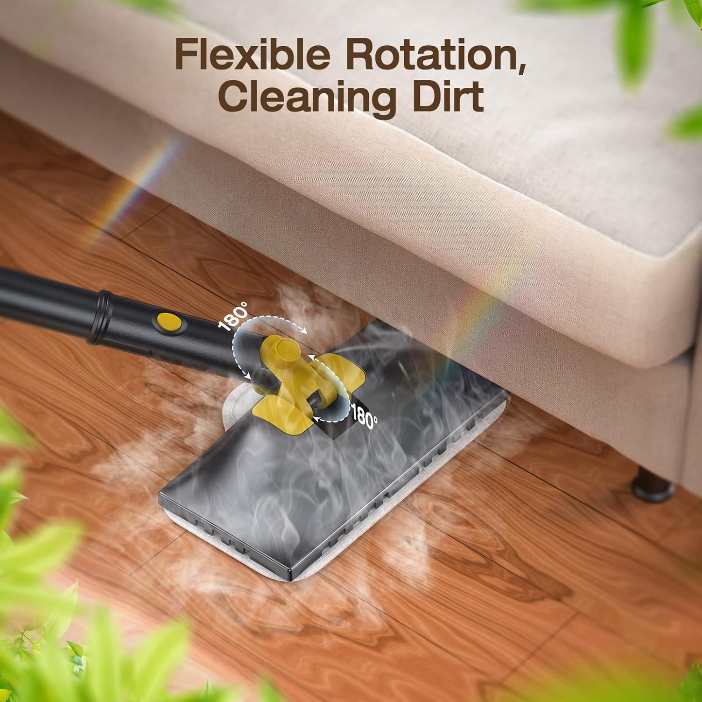 Steam Mop with Detachable Handheld Steam Cleaner, 10-in-1 Multi Accessories, Quick 10s Heat, 350ml and 2-Level Steamer for Cleaning Floor, Carpet, BBQ Grill, Tile, and Grout, Gray