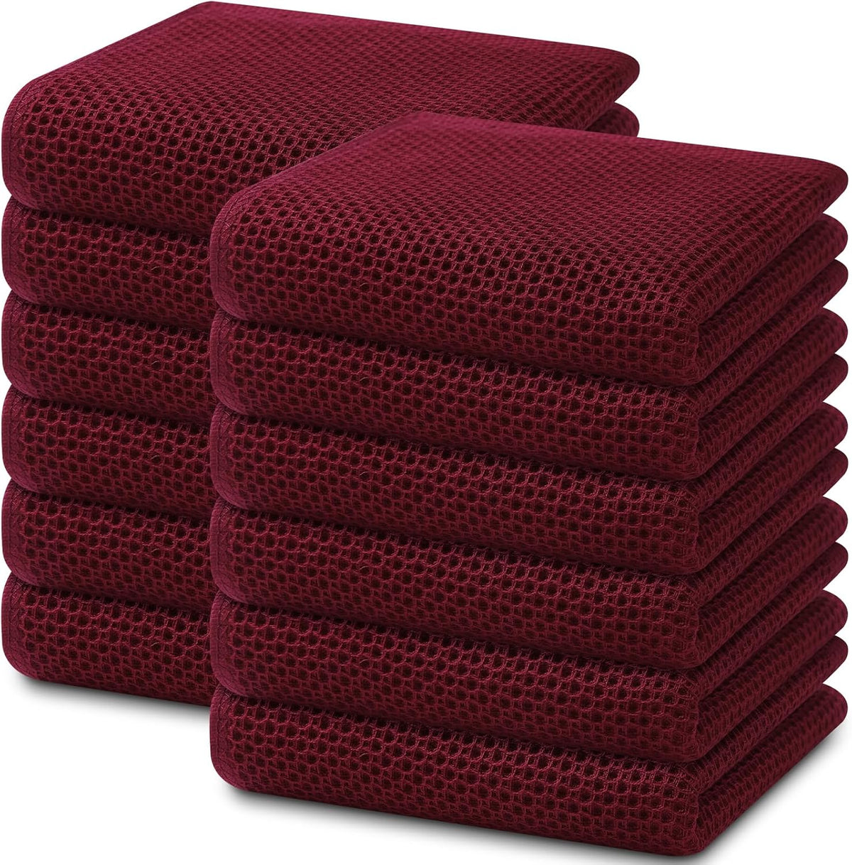 Homaxy 100% Cotton Waffle Weave Kitchen Dish Towels 12-Pack, Burgundy