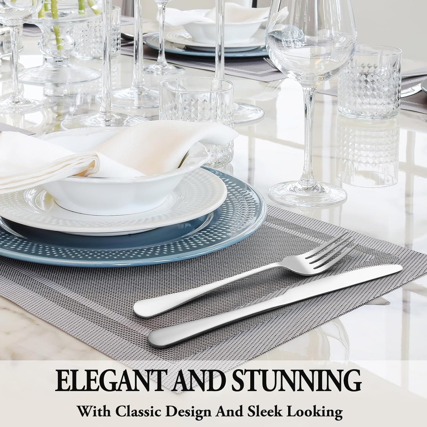 24 Pcs Silverware Set with Steak Knives Service for 4,Stainless Steel Flatware Set,Mirror Polished Cutlery Utensil Sets,Home Kitchen Eating Tableware,Include Fork Knife Spoon,Dishwasher Safe