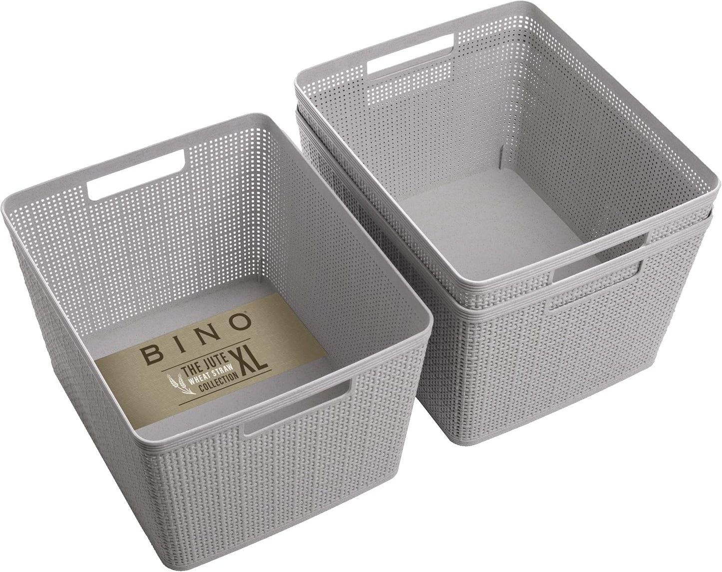 BINO | Woven Plastic Basket | XS (Black), 5-Pack | THE JUTE COLLECTION | Home Organization, Space - Saving Storage, Stylish Design | Jute Basket | Plastic Storage Basket